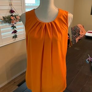 Worthington Pleated Orange Blouse Tank Top Large